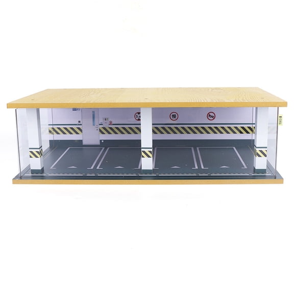 DENEST 1/24 Scale Die-cast Car Garage Display Case with Clear Acrylic Cover and LED Lighting fits 4 pcs of 1:24 Simulation Cars or Smaller Scales