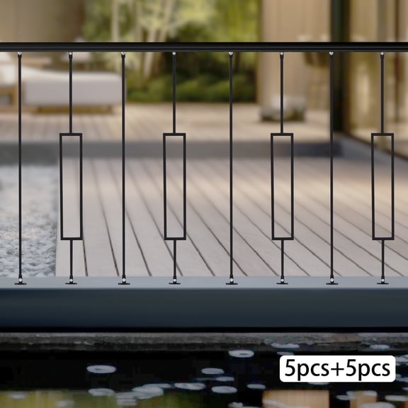 DENEST 10 Pack Black Iron Stair Balusters, Decorative 44in Metal Supports