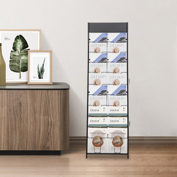 DENEST 10 Tiers A4 Iron Magazine Display Stand Free Standing Brochure Display Rack