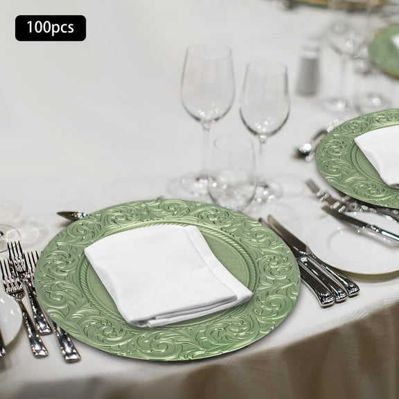 DENEST 100 Pack Charger Plates 13 Inch Round Charger for Dinner Plates Party Dinning