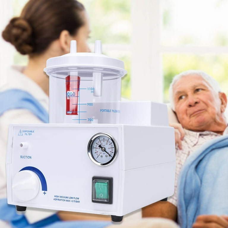 DENEST 1000ml Electric Phlegm Suction Unit Vacuum Phlegm Medical Aspirator Machine Emergency White