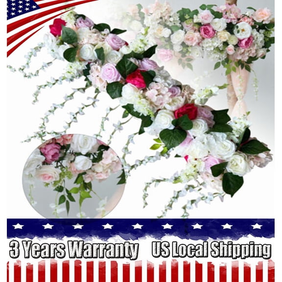 DENEST 100cm Artificial Rose Flower Row Wedding Arch Stage Wall Background Decoration