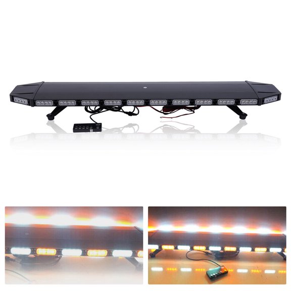 DENEST 104LED Amber+White Strobe Light Bar Emergency Warn Beacon Tow Truck Response 47"