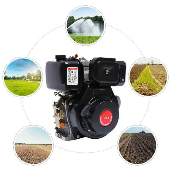 DENEST 10HP 418cc 4 Stroke Tiller Engine Single Cylinder Motor Air Cooling 88mm Shaft Agricultural