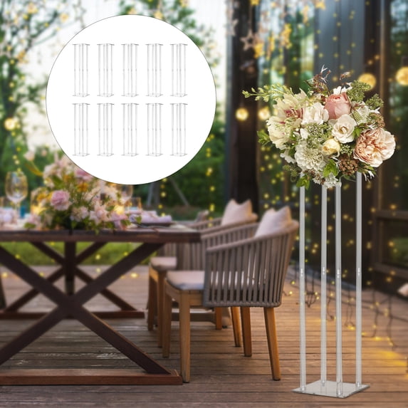 DENEST 10x Acrylic Wedding Flower Stand Rectangle pedestal for Table ...