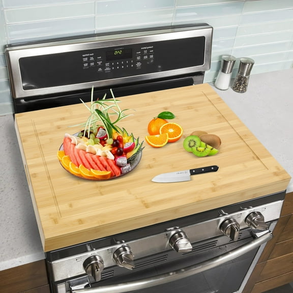 DENEST 11.02 Lbs Wood Noodle Board Stovetop Cover Oversized Kitchen Serving Tray