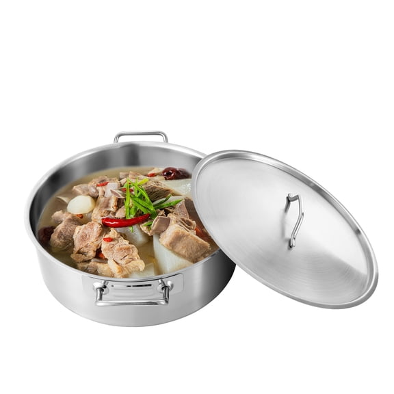DENEST 11 Qt Stock Pot Stainless Steel Large Kitchen Soup Cookware with Glass Lid