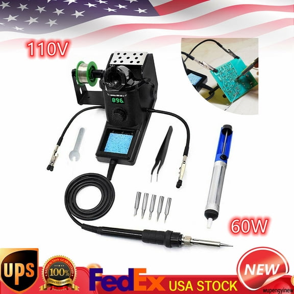 DENEST 110V SMD Rework Soldering Iron Station Kit LED Display Desoldering Repair Stand