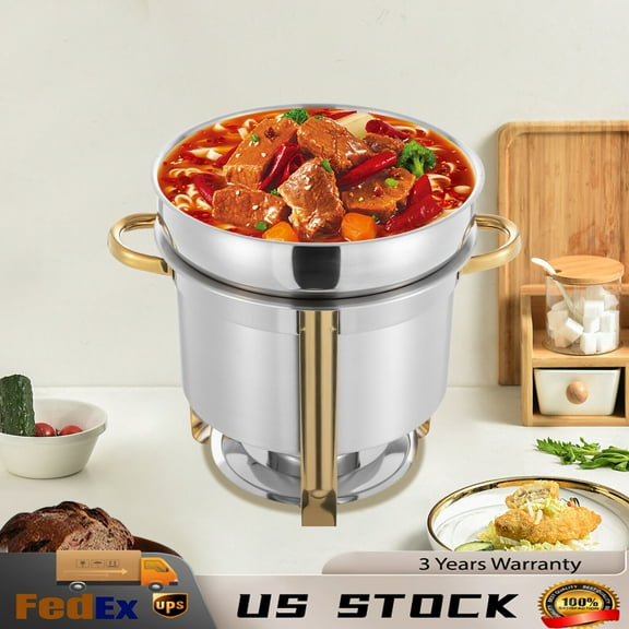 DENEST 11L Soup Chafer Catering Chafing Dish Food Pan Warmer Stainless Steel 11.62Quart
