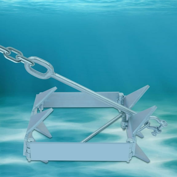 DENEST 13lbs Galvanized Steel Foldable Sliding Cube Anchor - Triangular Flukes for Sand, Rocks & Coral Reefs