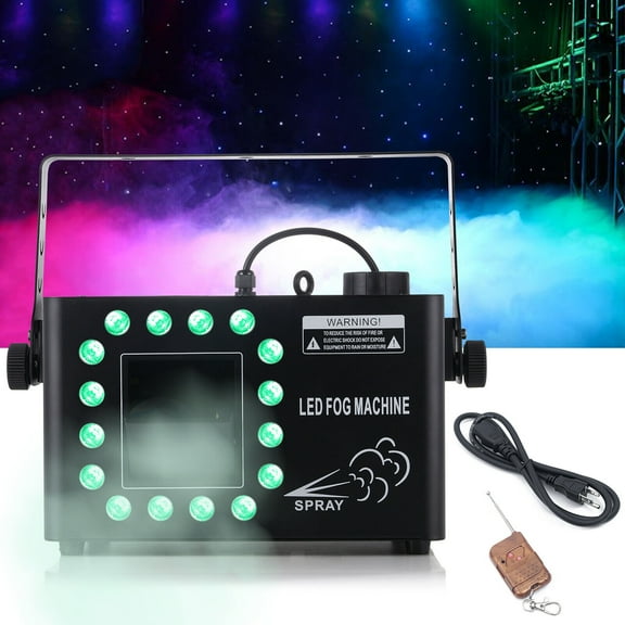 DENEST 1500W Haze Machine 16 LED RGB Low Profile Hazer DMX Stage Effect Show Theater