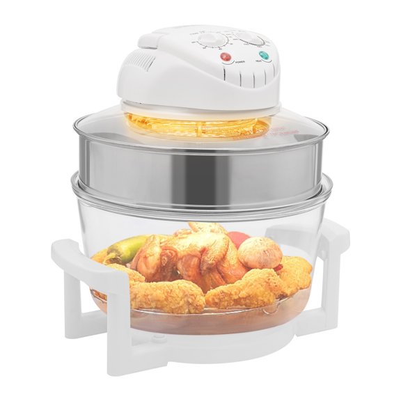 DENEST 17.96Qt Extra Large Glass Air Fryer Oven 4 in 1 Cooker with Viewable Window, 2 Stainless Steel Racks + Expansion Ring for Chicken, Roasting