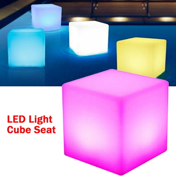 DENEST 17" inch  RGB LED Cube Chair Rechargeable Lighting Seat 16 Colors Outdoor Patio