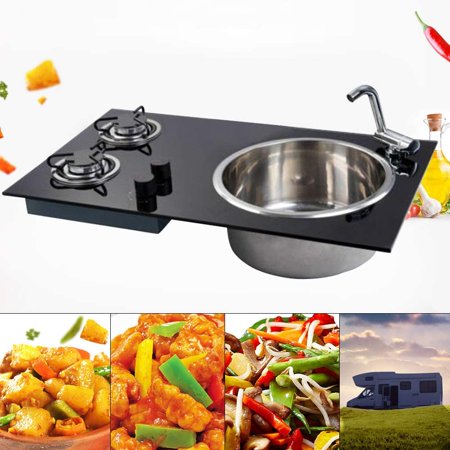 DENEST 2 Burners Boat RV Caravan LPG Gas Stove Hob with Faucet