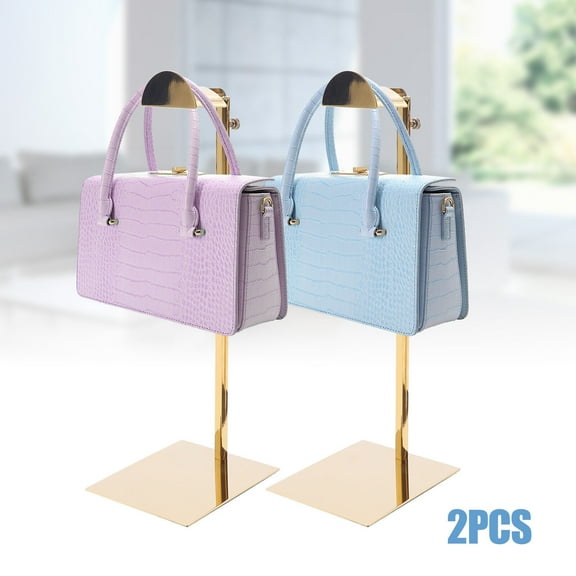 DENEST 2 Pack Metal Handbag Rack Wallet Display Stand Holder Adjustable Height
