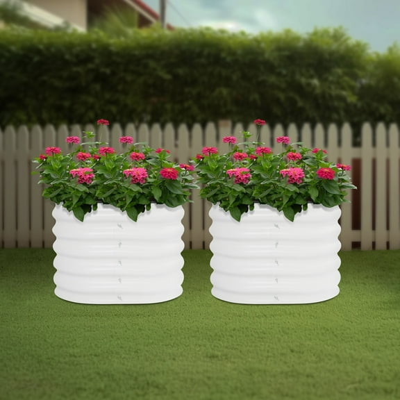 DENEST 2-Pack Round Raised Garden Bed for Outdoor Planting and Balcony Use