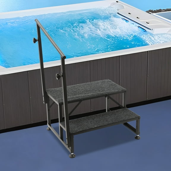 DENEST 2- Step Ladder, Porch Steps with Handrails, Swimming Pool Ladder Above Ground