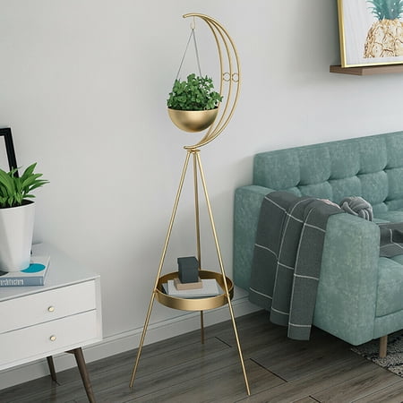 DENEST 2-Tier Floor-Standing Iron Flower Pot Plant Display Rack