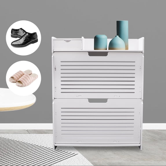 DENEST 2 -Tier Shoe Rack Entryway Corridor Ultra-Thin Shoe Storage Organizer Cabinet
