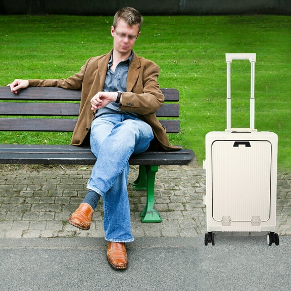 DENEST 20" Boarding Suitcase Suitcase w/Front Pocket, 14"-15" Laptop Case Trolley