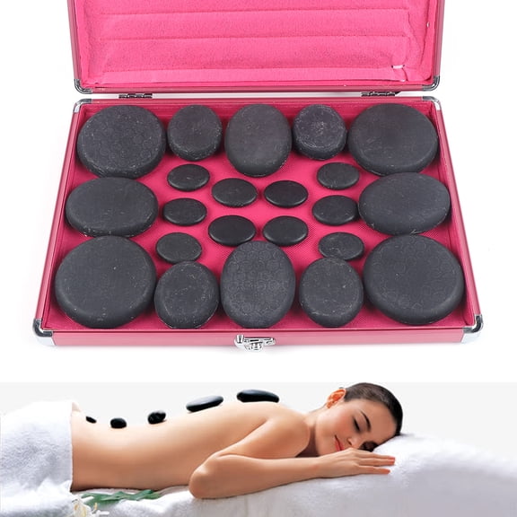 DENEST 20PCS Portable Massage Stone Stones Heater Kit Body Relaxing Relieve Muscle Stress Black