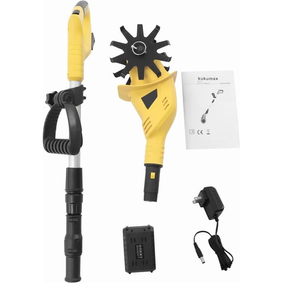 DENEST 20V Cordless Tiller Cultivator, Electric Garden Tiller 250 RPM 3.9" Tilling Width, 6.7" Depth, with 2000mAh Battery, Height Adjustable