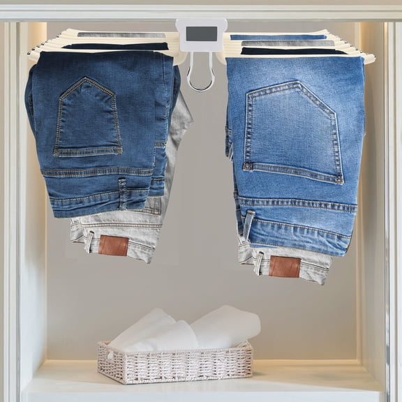 DENEST 22 Arms Beige Steel Pull Out Pants Rack Pants Hanger Bar Clothes Organizers