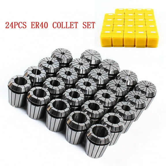 DENEST 24Pcs ER40 Collet Set Metric Size High Precision Spring Clamping Collets