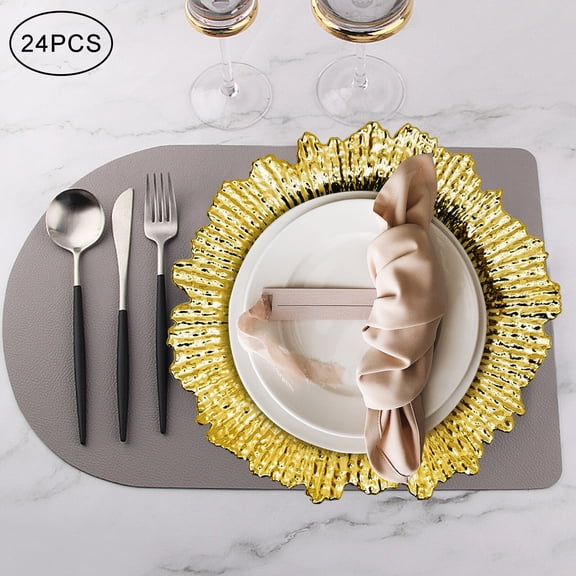 DENEST 24pcs 13" Chargers Plate Round Gold Salad Reef Plate for Wedding Dinner Decor