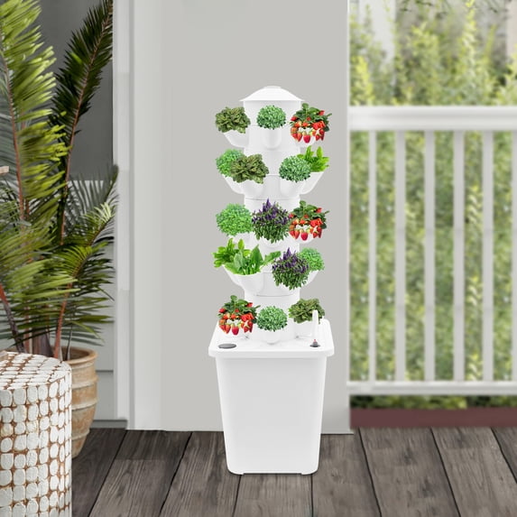 DENEST 25-Plant Vertical Tower Garden System Hydroponic Growing Kit Gardening Mechanism