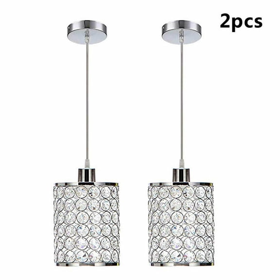 DENEST 2PCS Modern Crystal Chandelier Ceiling Light Lamp Adjustable Cord
