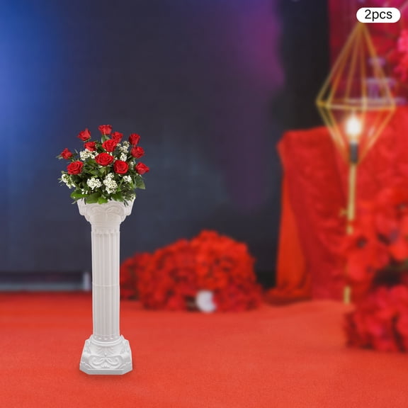 DENEST 2PCS Plastic White Wedding Party Roman Pillar Artistic Roman Column Statue