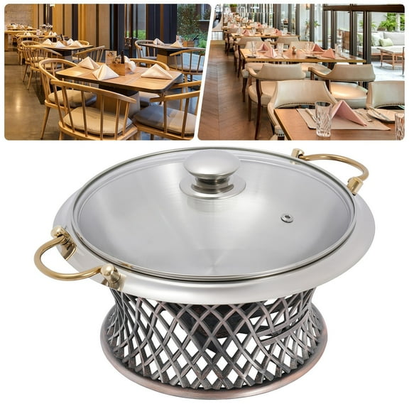 DENEST 2QT Stainless Steel Chafing Dish Set with Glass Lid & Holder - Heavy-Duty Food Warmers for Buffet