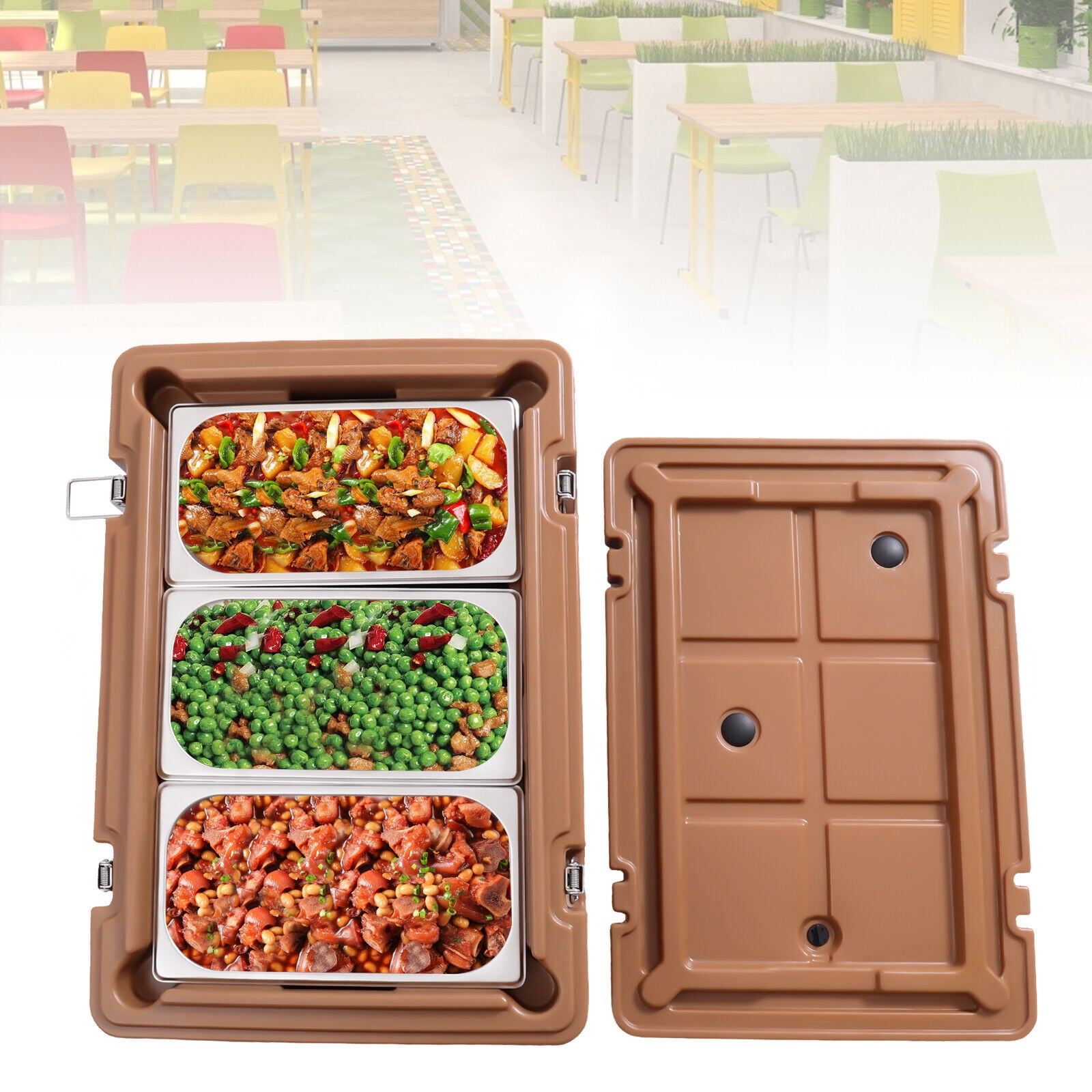 DENEST 3 Pans Hot Box Insulated Food Pan Carrier fits Catering ...