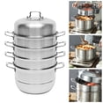 thumbnail image 1 of DENEST 32.5cm 5 Tier Stainless Steel Steam Cooker Steamer Pan Cook Pot Set kitchen, 1 of 14