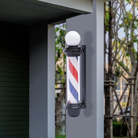 DENEST 32 inch Barber Pole Red White Blue Stripes with LED Light 32 * 7.5in