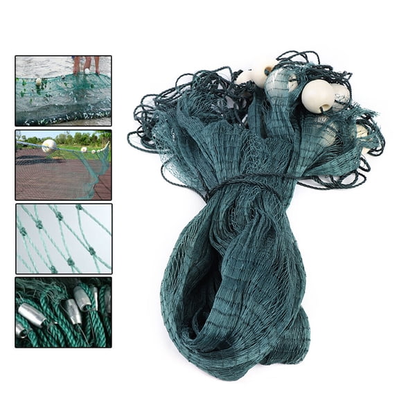 DENEST 33FT Nylon Beach Seine Drag Net Fishing Cast Monofilament Fish Mesh Sinker Nets