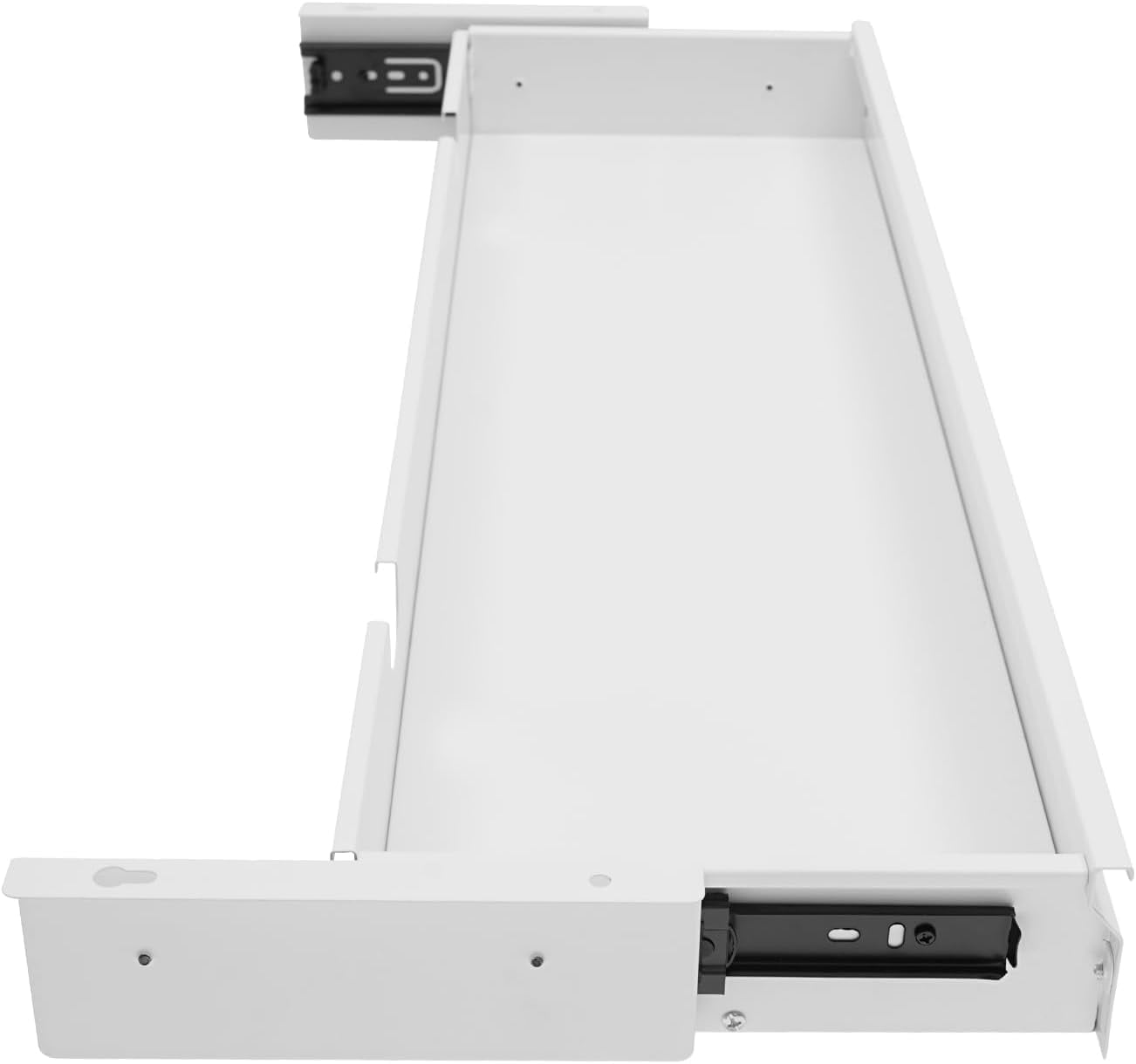 DENEST 33in Under Desk Mounted Sliding Pull-out Drawer without Shell Office Desk Pull-out Drawer Storage Organizer for Sit Stand Workstation Store Keyboard Mouse White 33.3 * 9.2in