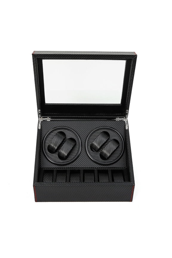 4+6 Luxury Automatic Rotation Watch Carbon Fiber Box Storage Display Box