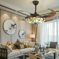 thumbnail image 1 of DENEST 42" Tiffany Style LED Ceiling Fans Light Retractable 3 Speed 4 Blades with Remote Control, 1 of 10