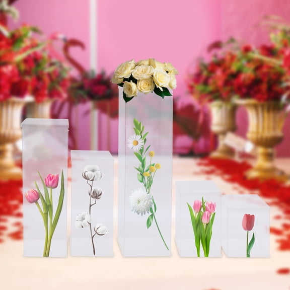 DENEST 5 Pack Acrylic Floral Bouquet Stand Flower Display Rack Wedding Backdrop Decor