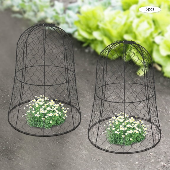 DENEST 5 Pack Garden Chicken Wire Cloche Plant Protector Cover Strong Metal Cloches