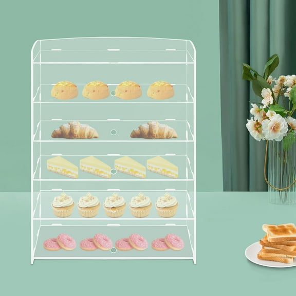 DENEST 5 Tiers Acrylic Display Case Shelf Dustproof Showcase Holder For Retail Display