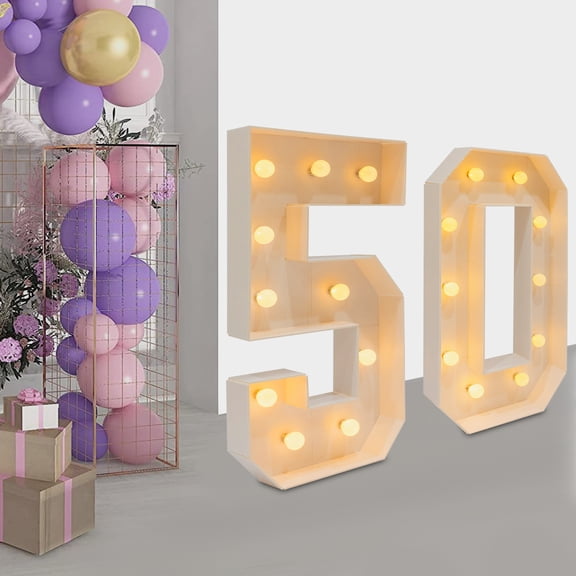 DENEST 50 Light Up Numbers, Luminous Stereoscopic Number Frame 50th Birthday Party Decoration for Birthday Decorations