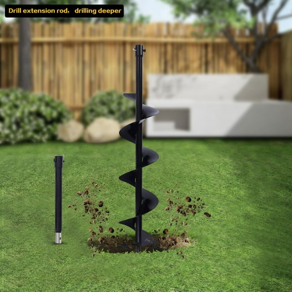 DENEST 6'' Diameter Planting Auger Spiral Hole Drill Bit Garden Yard Earth Bulb Planter