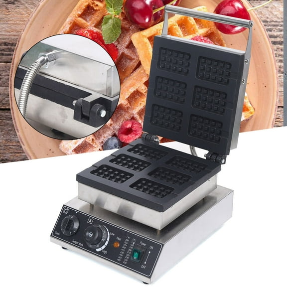 DENEST 6 Grid Commercial Nonstick Electric Waffle Stick Maker stainless Baker 1500W USA