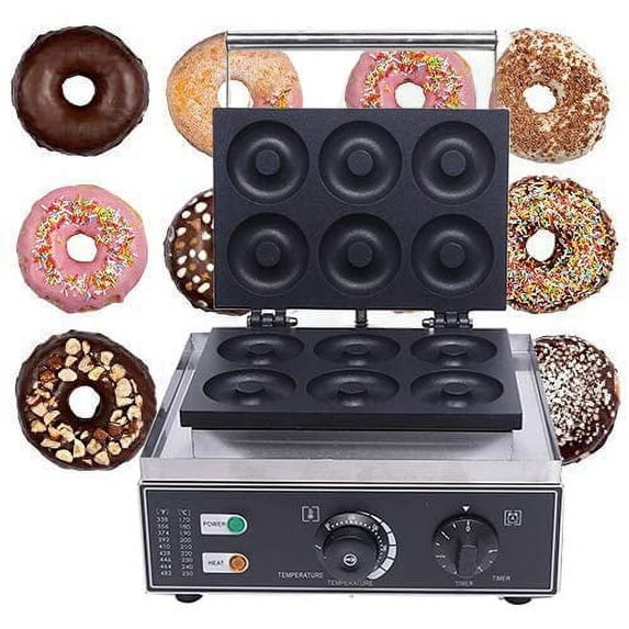 DENEST 6 Grooves Electric Mini Donut Maker Machine Commercial Nonstick 1550W