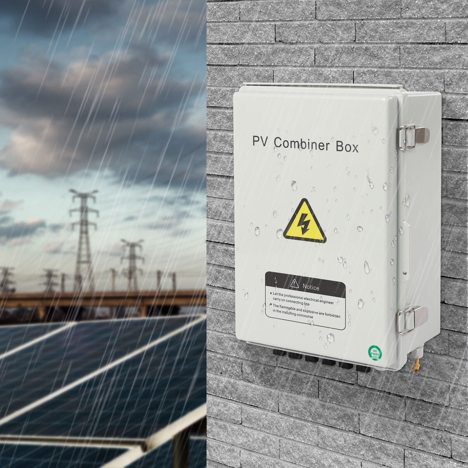 DENEST 6 String Solar PV Combiner Box 63A Circuit Breaker Junction Box for Solar Panels