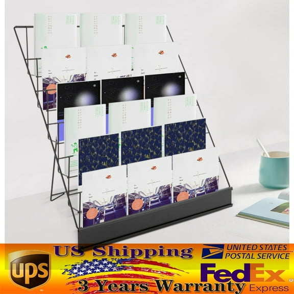 DENEST 6 Tiers Black Tabletop Book Rack & Magazine Rack, Book Display Stand USA