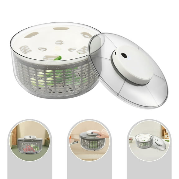 DENEST 6W Electric Vegetable Dryer & Salad Spinner, 6.34Qt Capacity, Gray